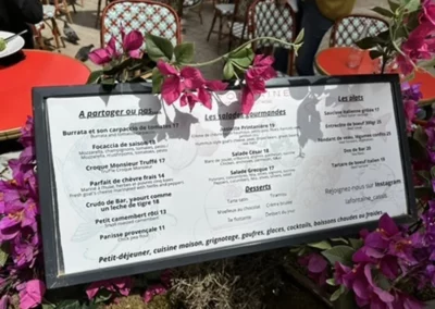 menu du bar de la fontaine à Cassis